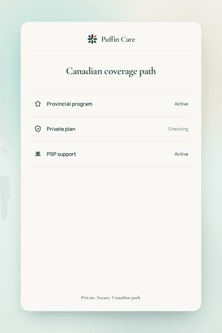 Illustrative UI for Canadian coverage path — not a live product screenshot