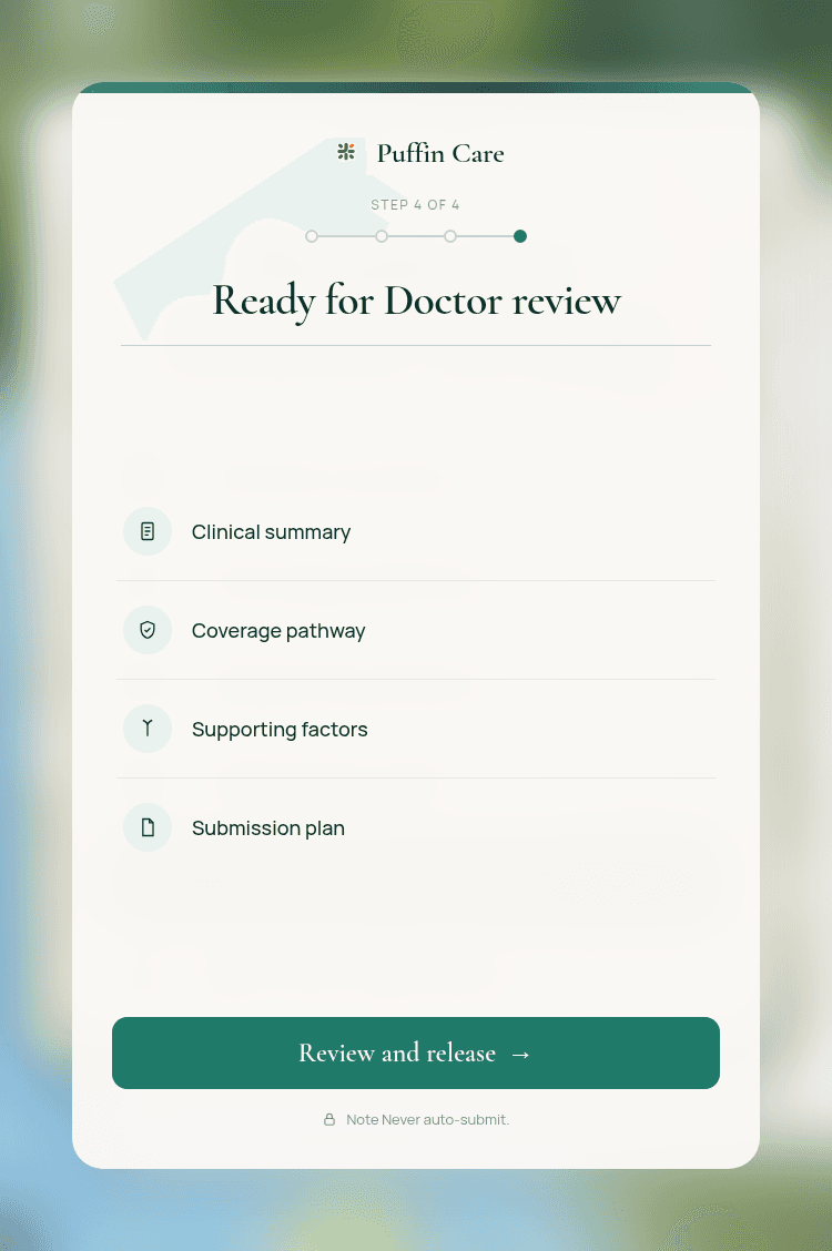 Illustrative UI for Human sign-off — not a live product screenshot